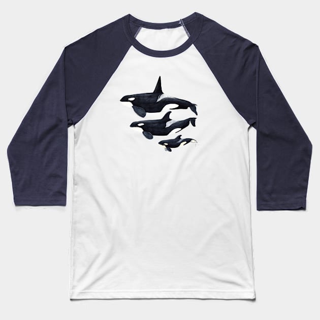 Orca family Baseball T-Shirt by chloeyzoard